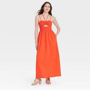 Universal Thread -  Women's Smocked Cut-Out Maxi Dres Red